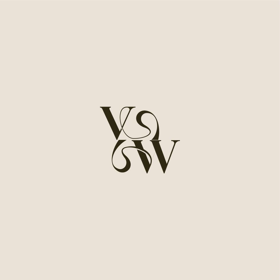luxurious concept VW dynamic line monogram logo letter elegant wedding vector