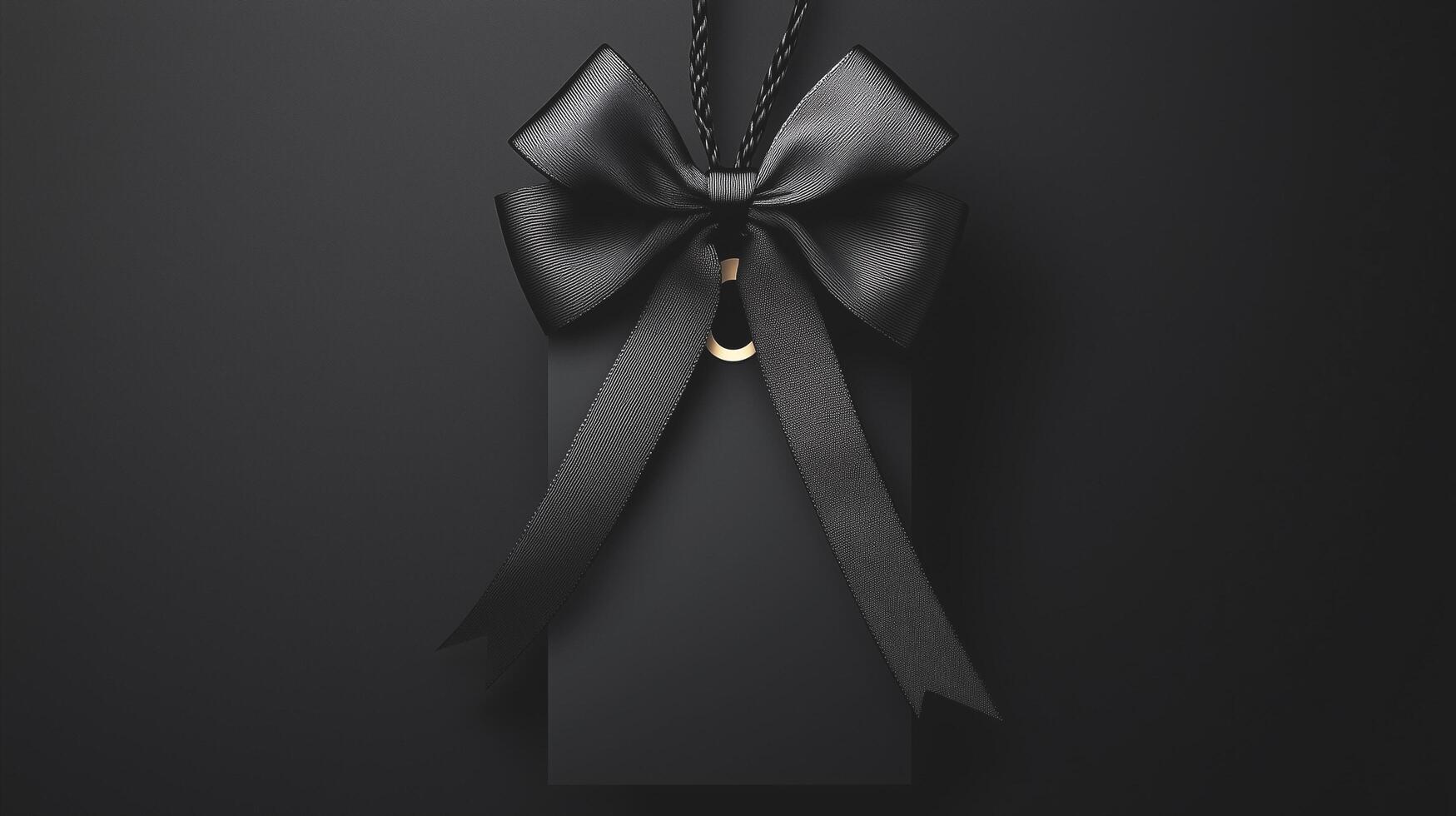 Elegant black gift box with a luxurious bow on a dark background, representing sophistication and exclusivity photo