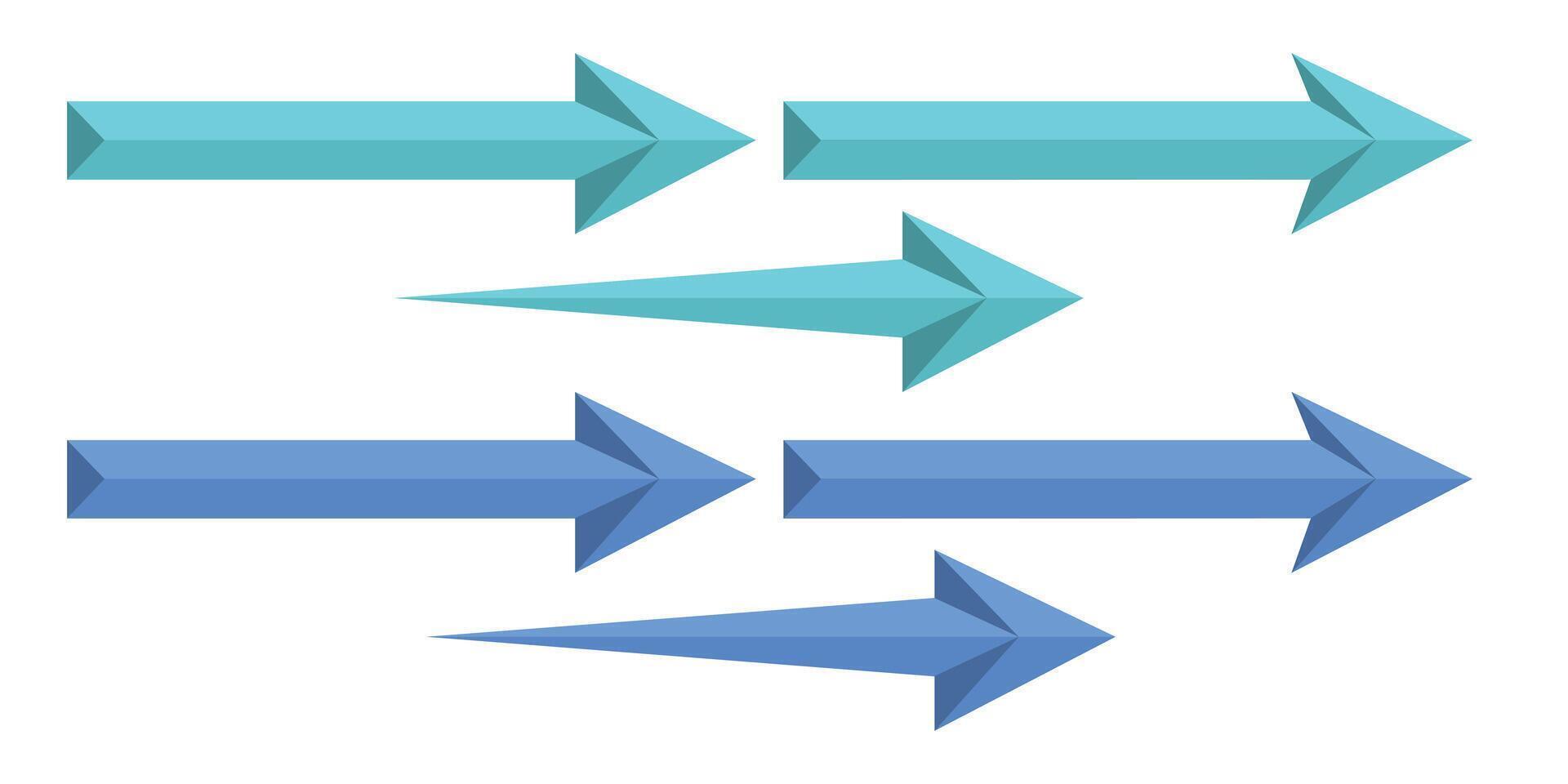 Blue arrow direction collection illustration isolated on white background. Arrow pointer set for design elements. vector