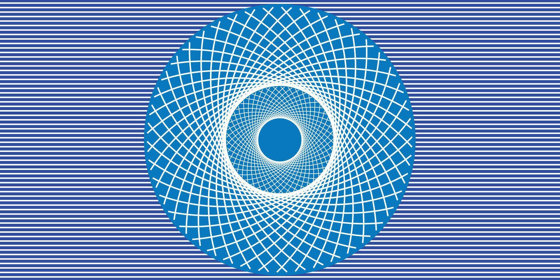 White circular line pattern illustration on blue background, isolated on white background. vector