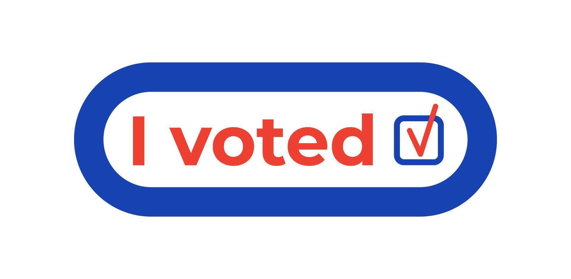 I voted badge. Vote 2024. Election 2024. Vote campaign button and sticker. Civic duty fulfilment. illustration isolated on white. vector