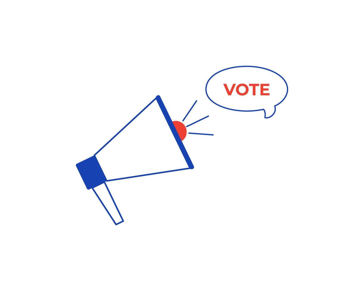 Linear megaphone with speech bubble and word vote. Vote 2024. Presidential Election 2024. Vote campaign. illustration isolated on white. vector