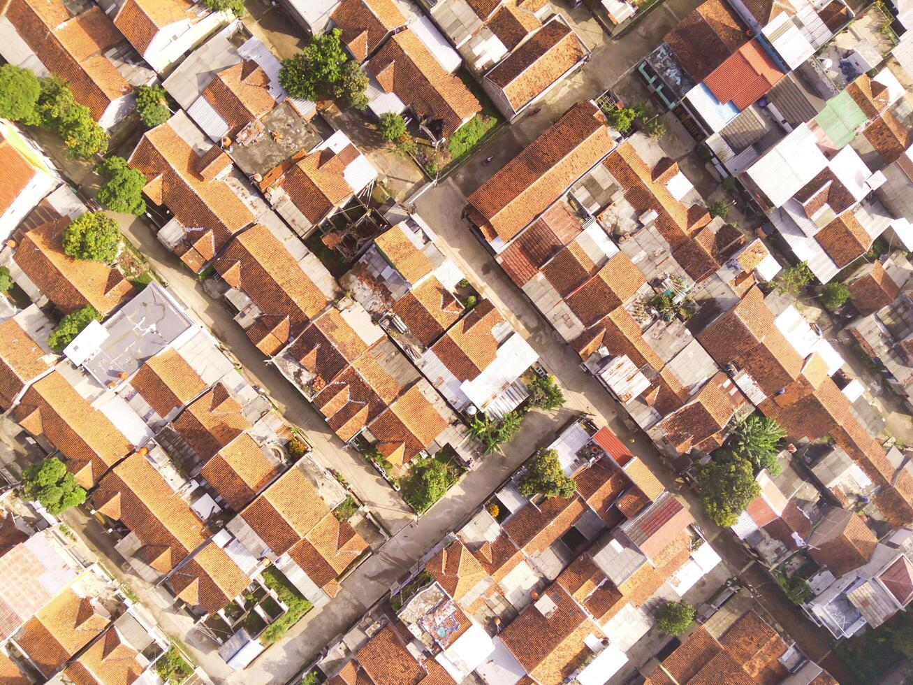 Photograph of a Housing Complex that Looks Dense from a Height of 200 Meters. Housing Industry. Panoramic Landscape. Graphic Resources. Social Issues. Aerial Landscape Photography Concept photo