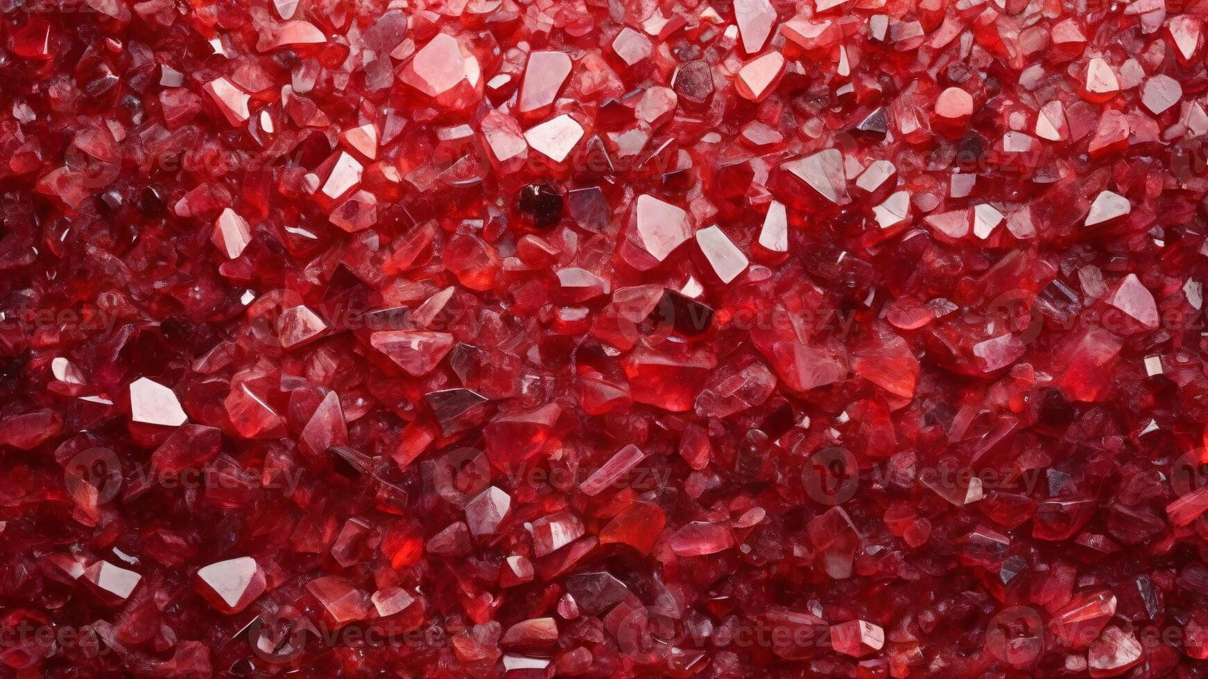 top view abstract dense arrangement ruby crystal background. photo