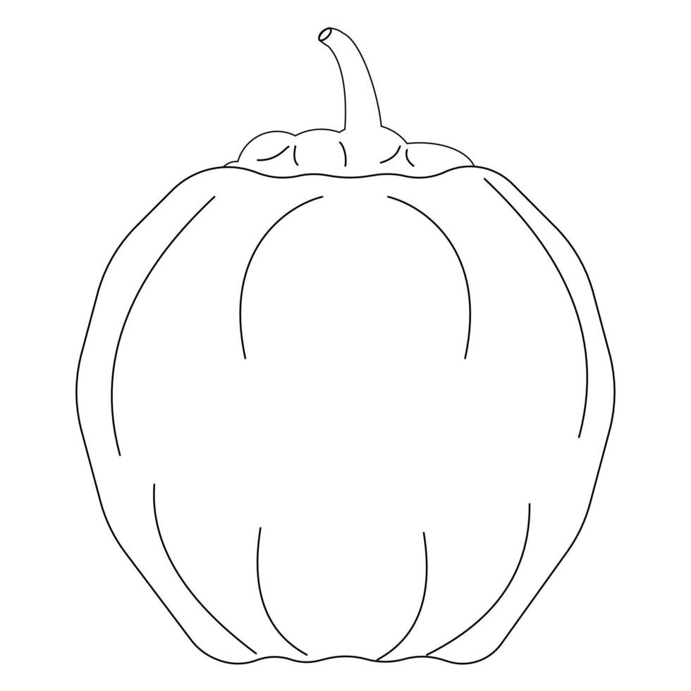 Simple pumpkin outline coloring page. Ideal for kids and adults. Perfect for autumn or Halloween-themed activities. vector
