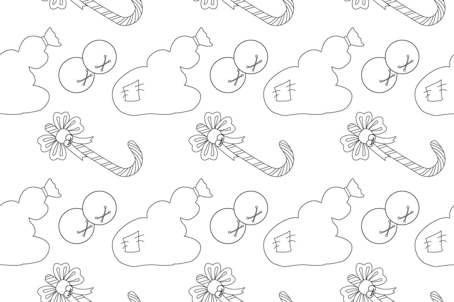 Enjoy this festive Christmas coloring page featuring candy canes, gifts, and holiday bells. Perfect for holiday fun and creativity. vector