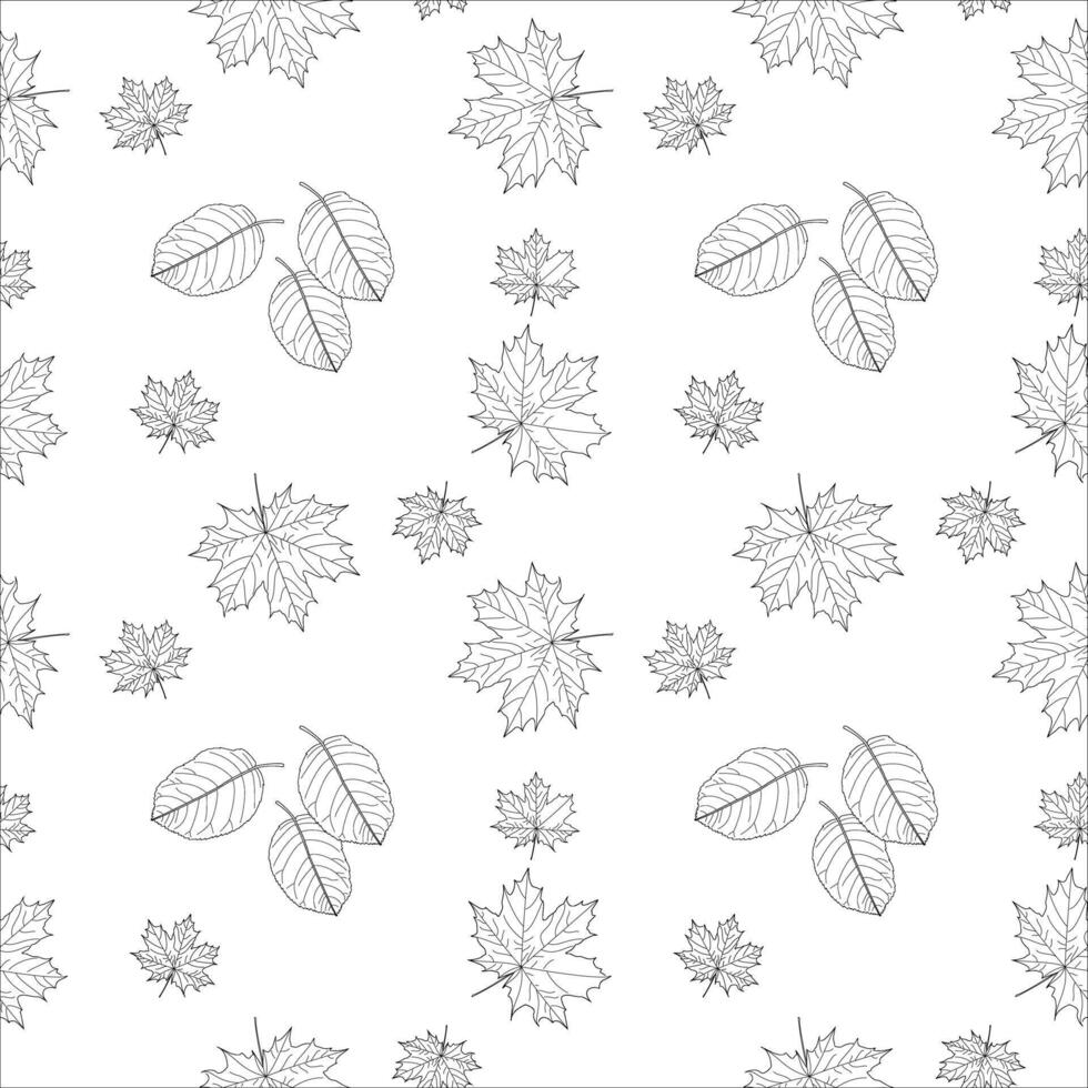 Intricate pattern of autumn leaves for coloring. Ideal for kids and adults to relax and get creative. Perfect for fall-themed activities. vector