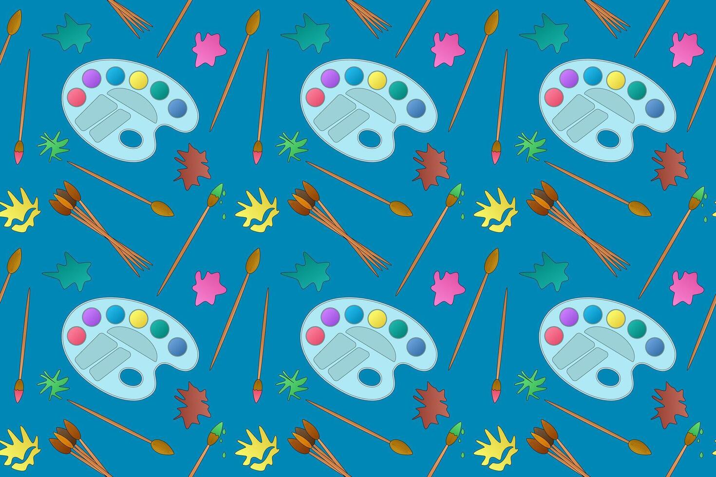 Seamless pattern with art supplies, perfect for back-to-school designs, creative projects, and educational materials. vector