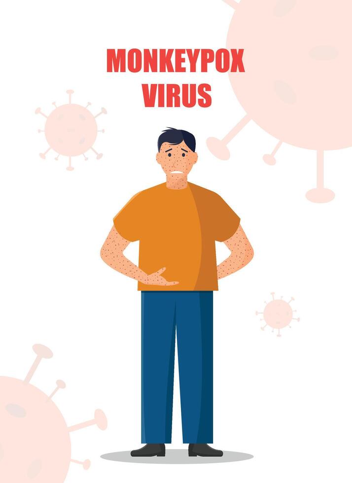 The human body is covered with a rash. A zoonotic viral disease caused by monkeypox virus. Banner. vector