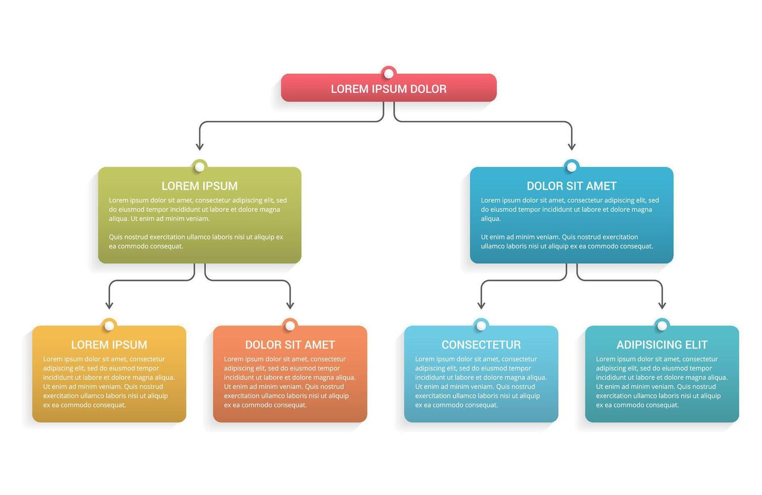 Flowchart with 3 levels, infographic template vector