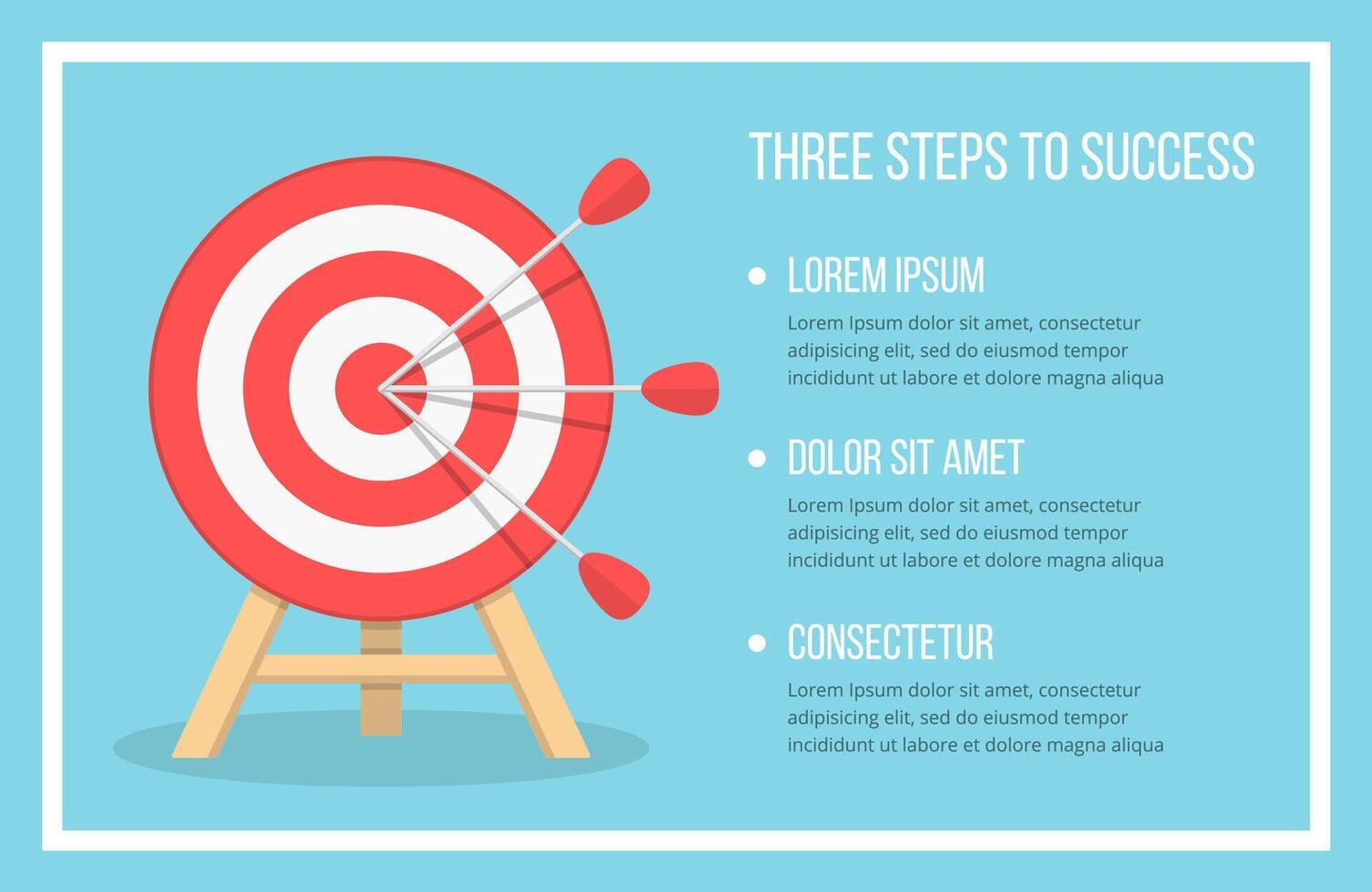 Target with three arrows, three steps to your goal vector