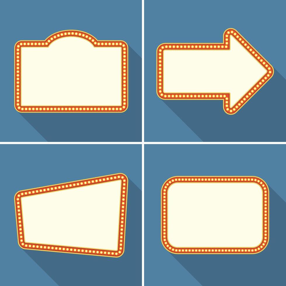 Retro banners with lights, flat design vector