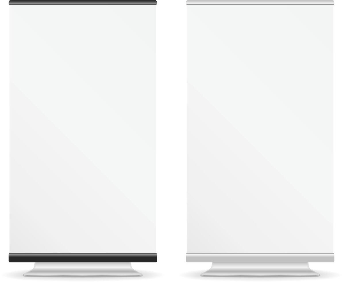Blank roll up banners vector