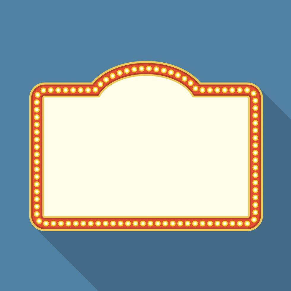 Retro frame with lights, flat design with long shadow vector