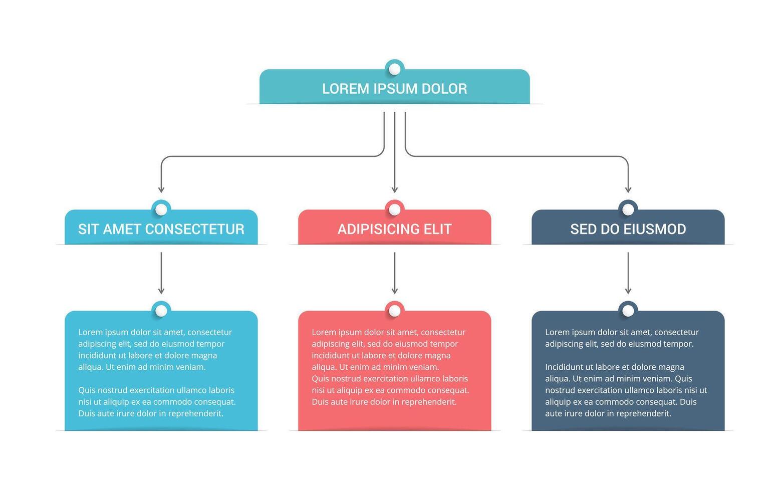 Flowchart with 3 levels, infographic template vector