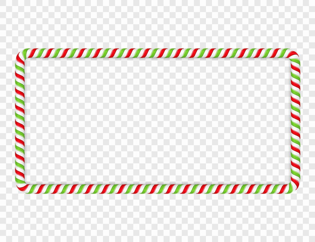 Horizontal frame made of red and green candy cane vector