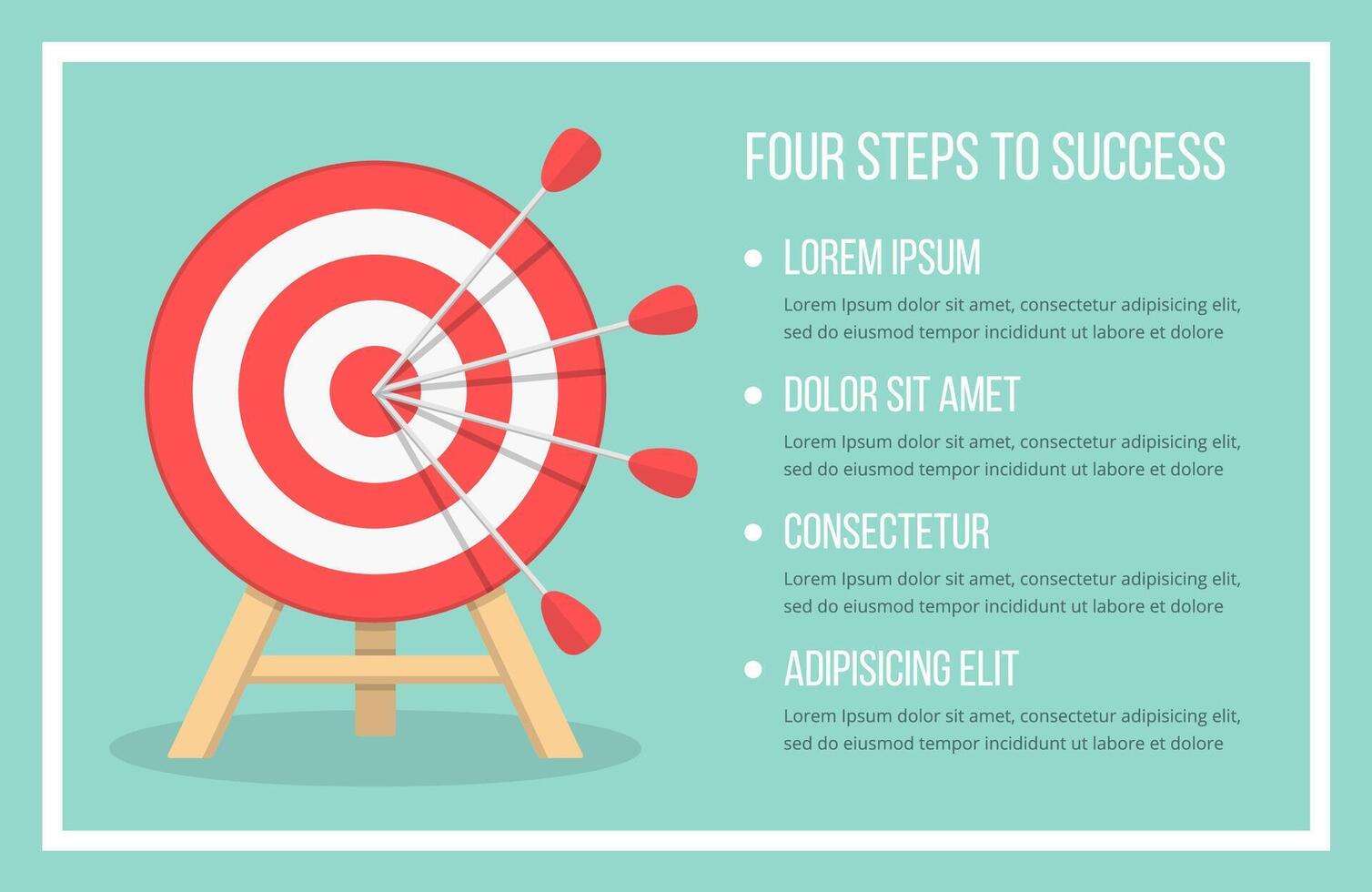 Target with four arrows, four steps to your goal, infographic template vector