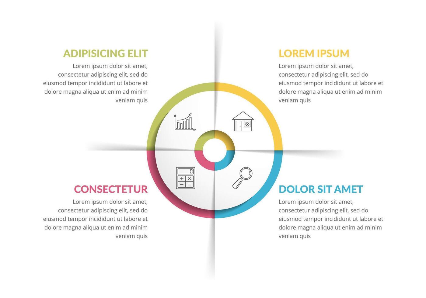 Circle infographic template with four steps vector