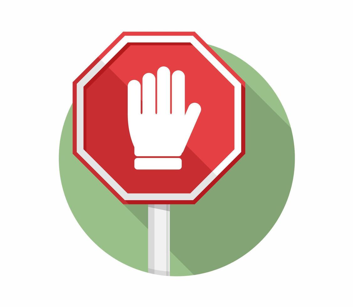 Stop sign with hand, flat design vector