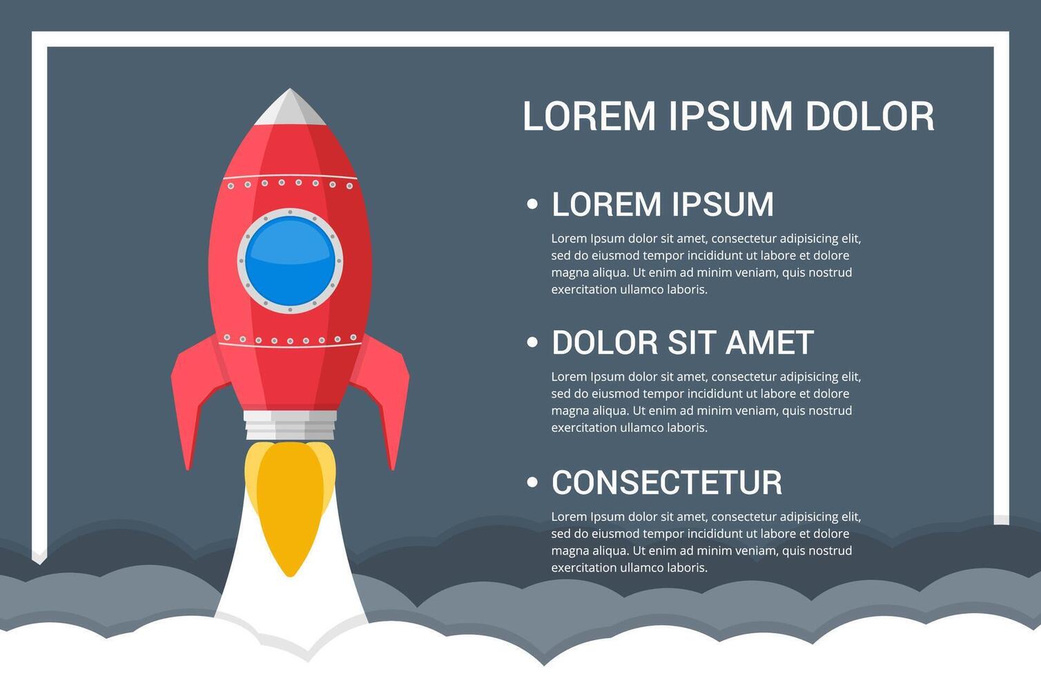Rocket launch, business or project start-up concept vector