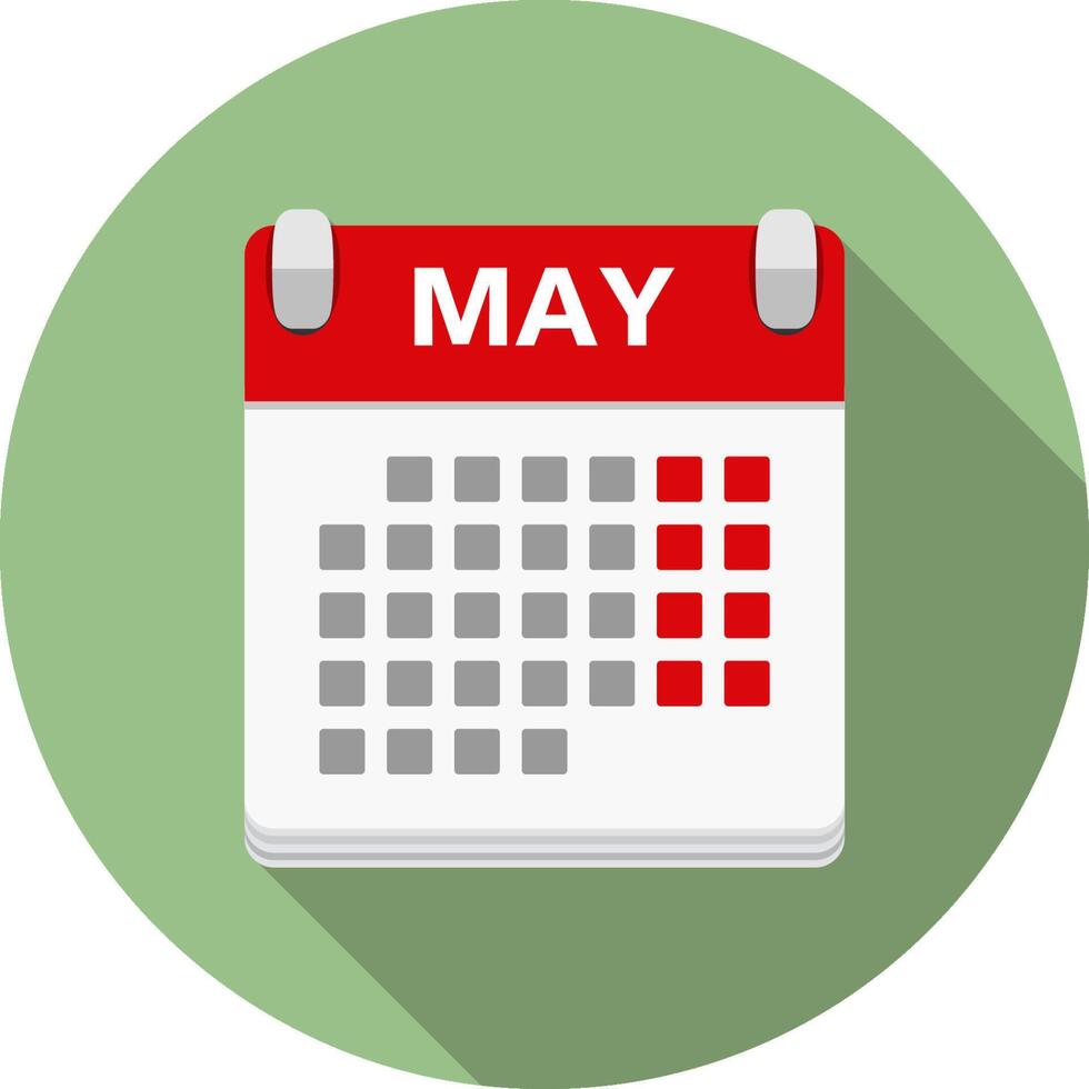 Calendar icon in circle, flat design vector