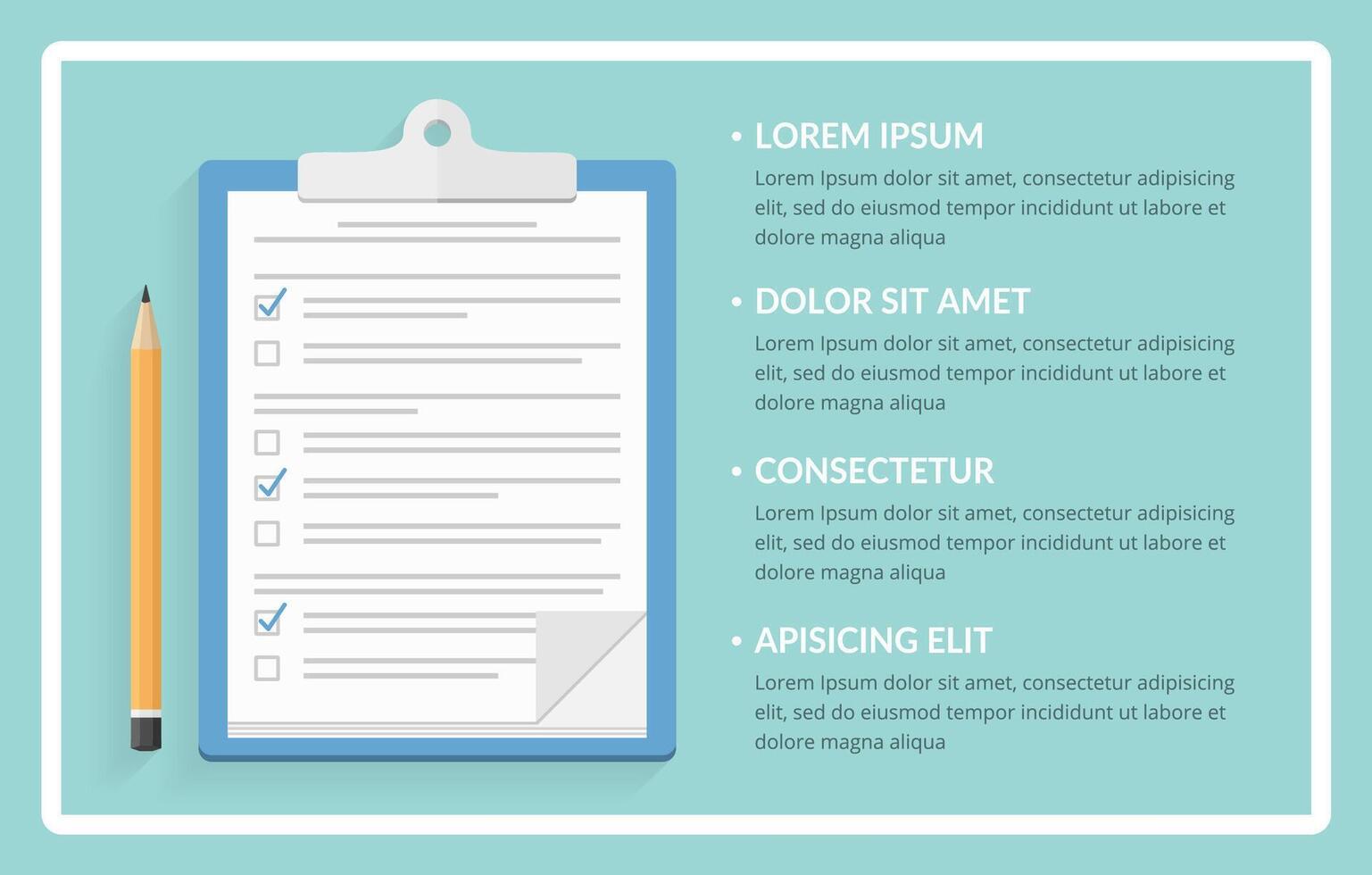 Survey or test concept, clipboard with documents with check boxes and pencil vector