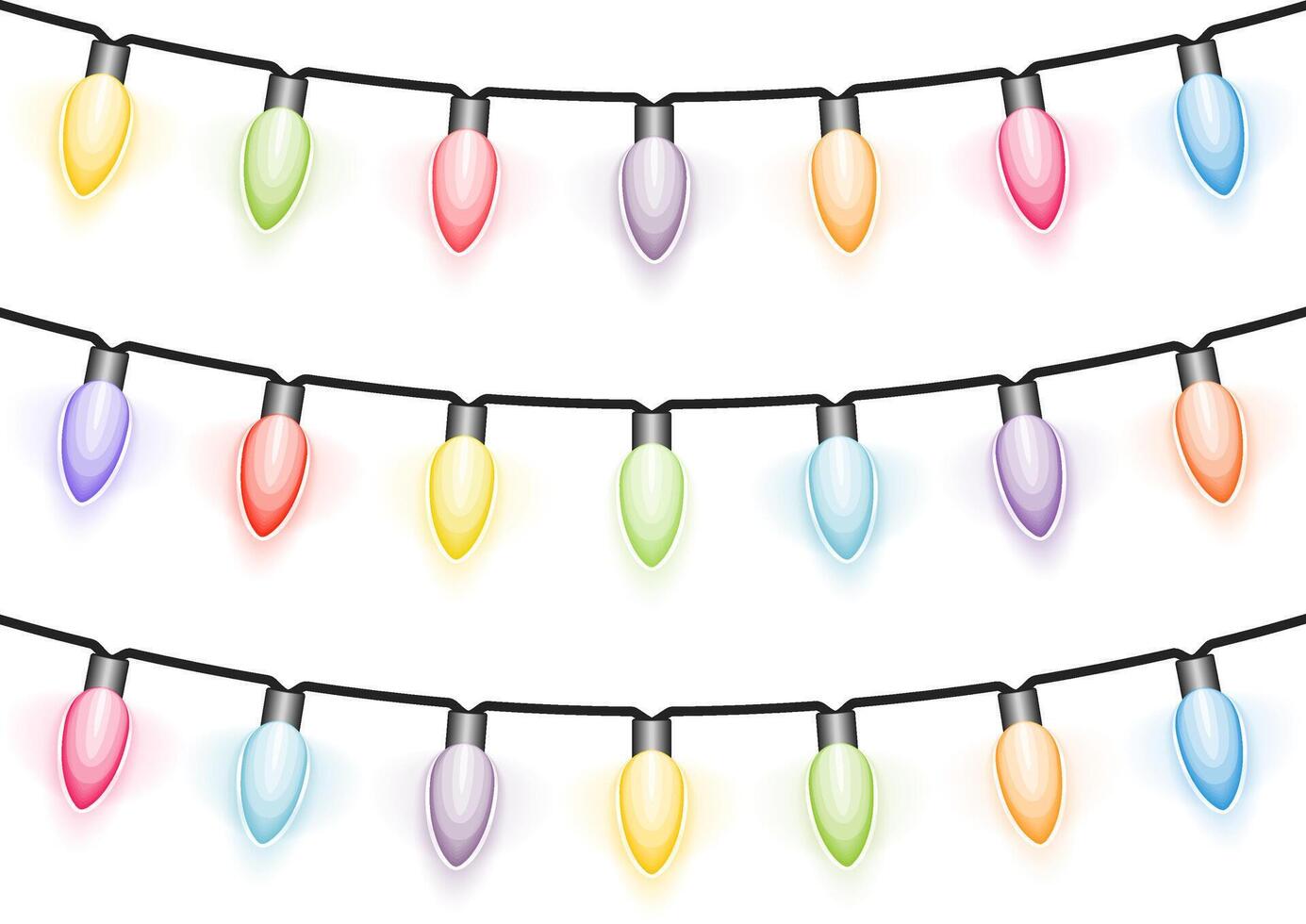 Christmas lights on white background vector