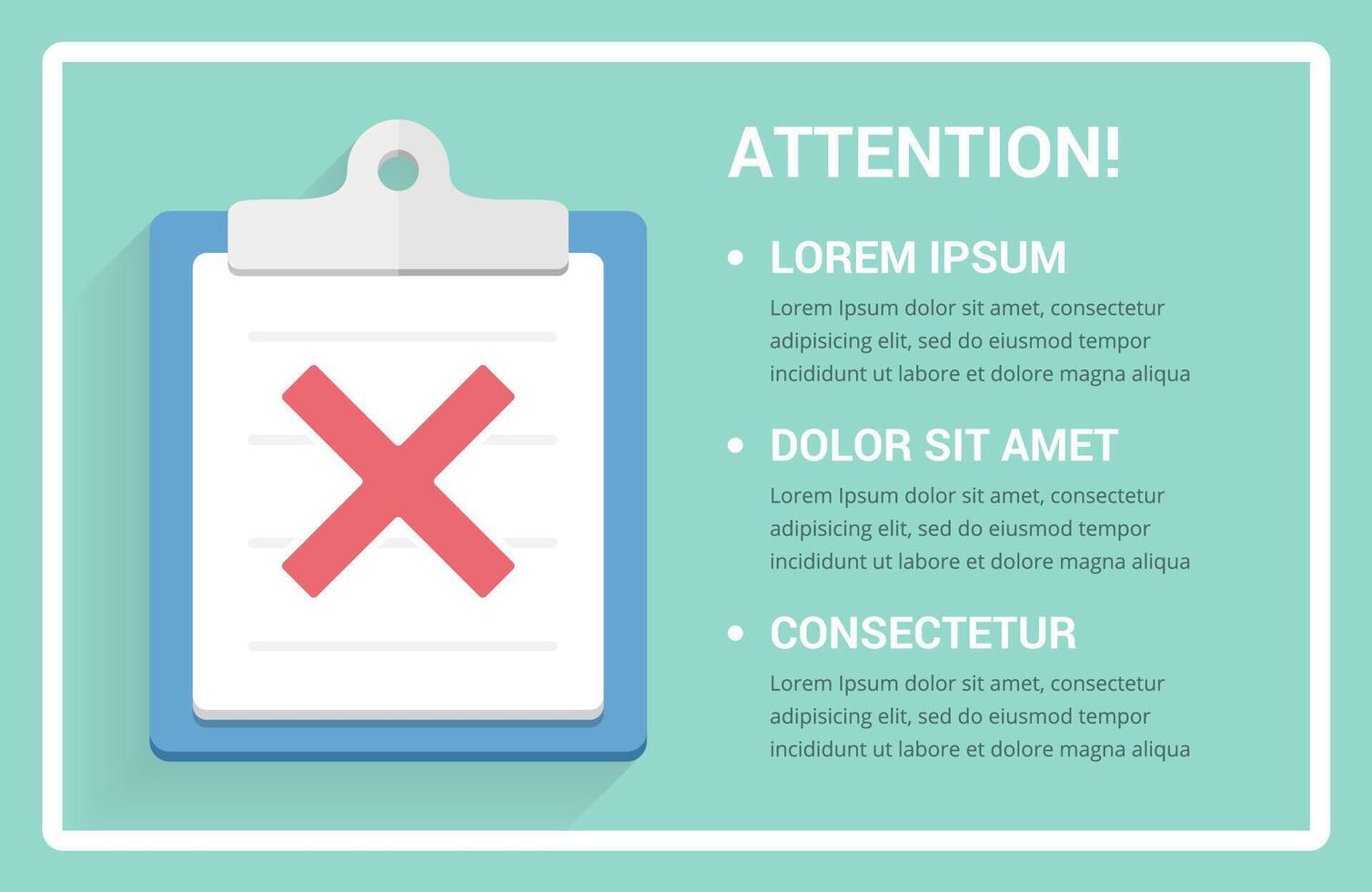 Clipboard with cross mark and place for your text vector