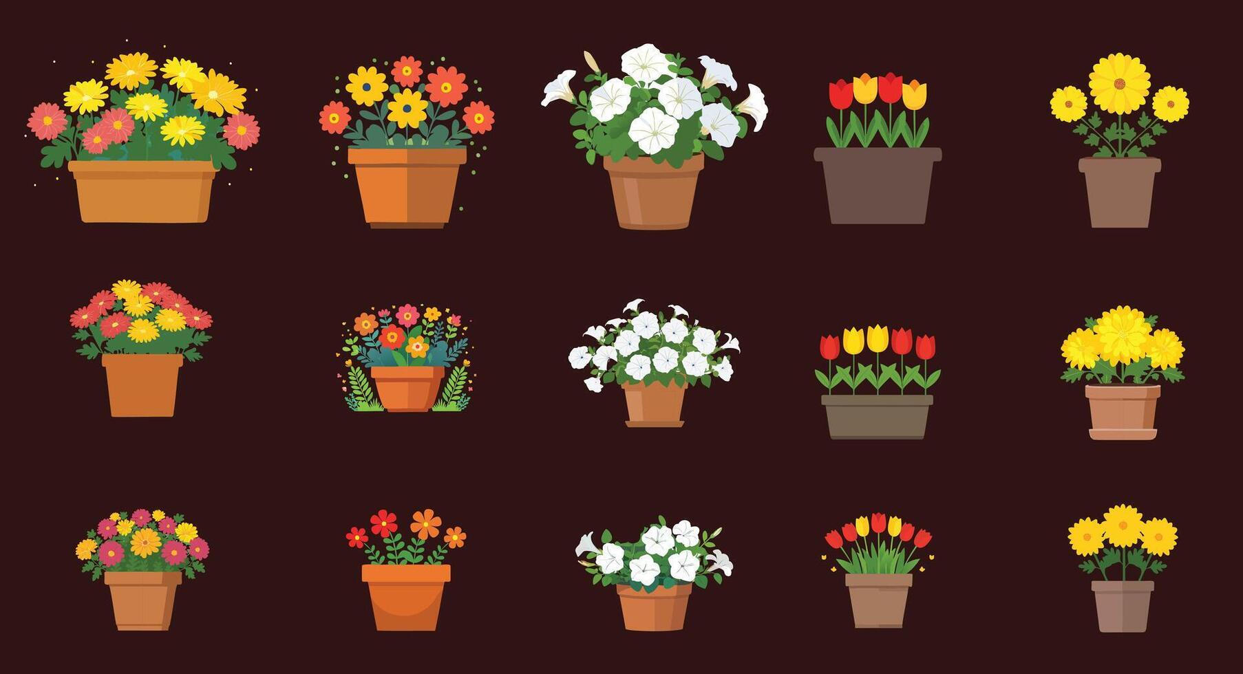 colorful flower icon illustration set vector