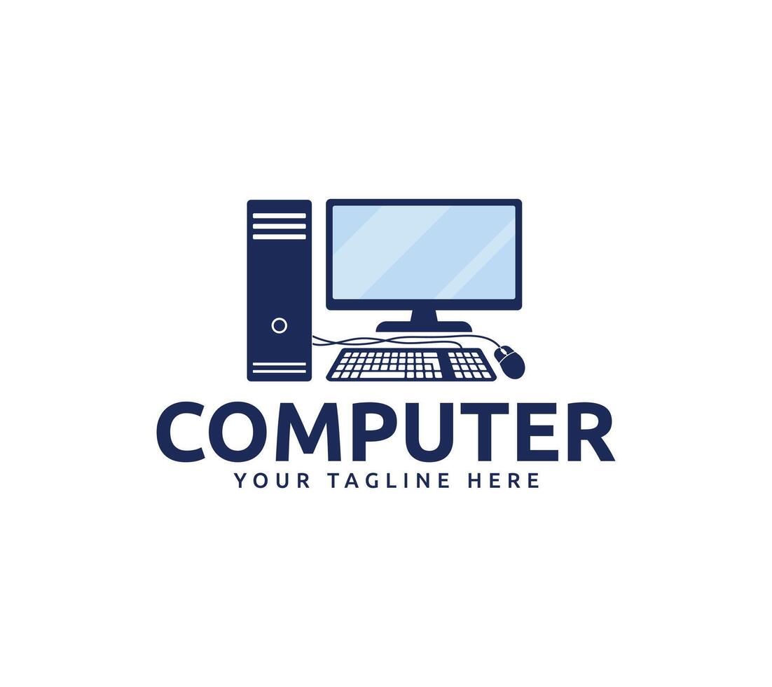 Computer desktop PC logo design. vector