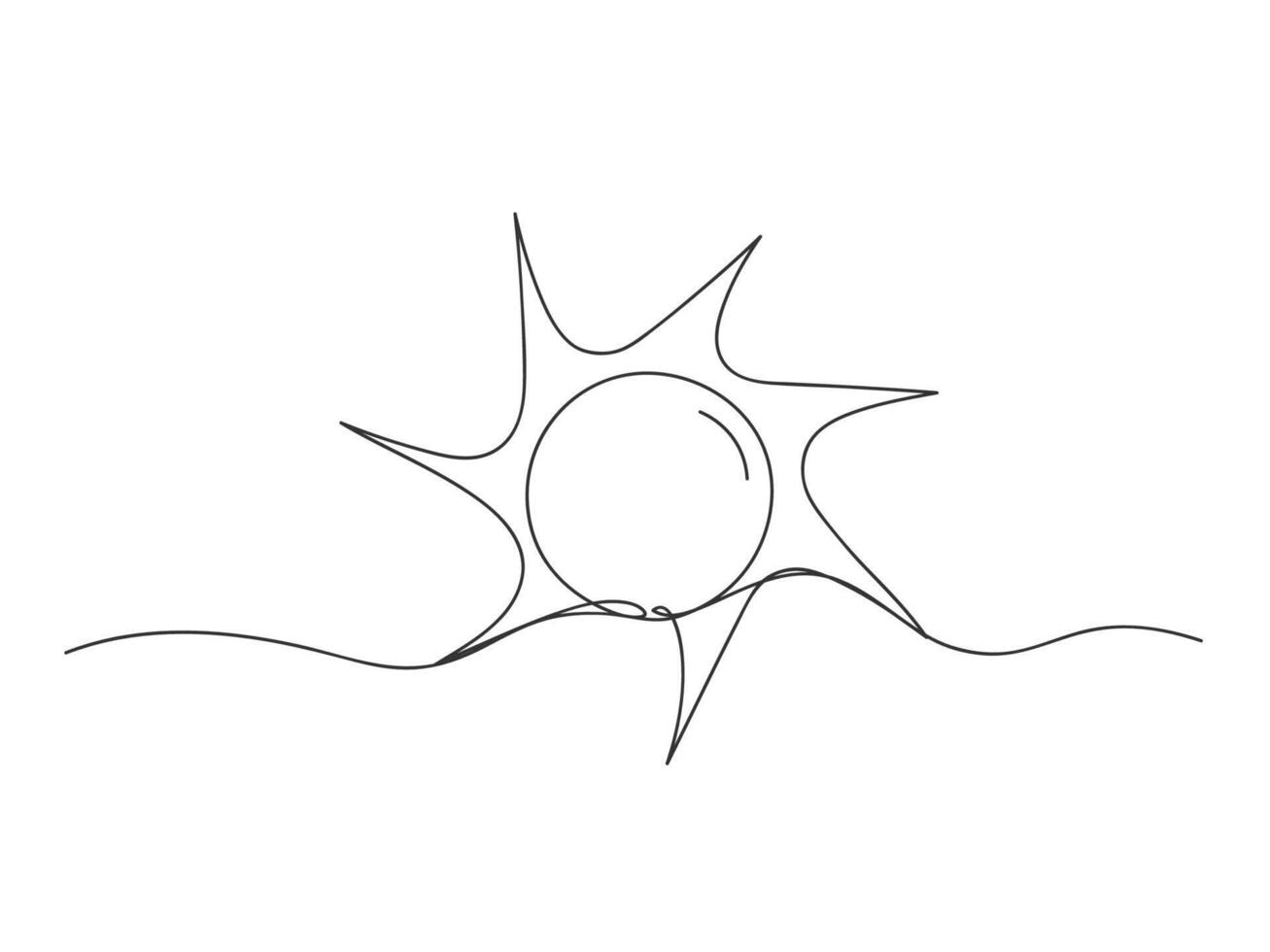 Continuous one line art the sun bright isolated illustration. vector