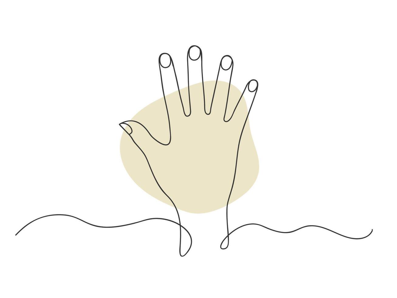 Continuous one line drawing palm hand isolated illustration. vector