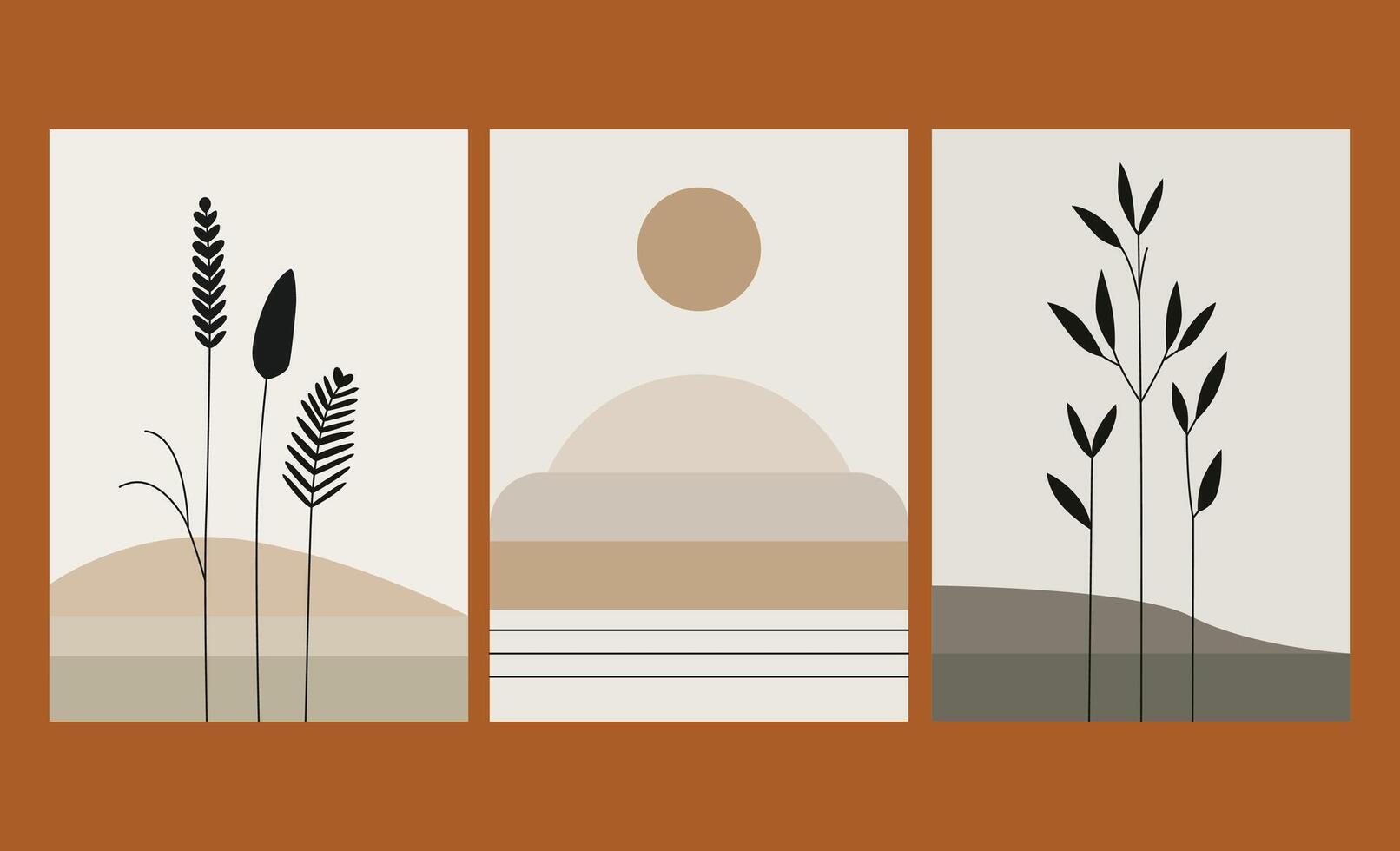 Minimalist Nature-Inspired Wall Art Set vector