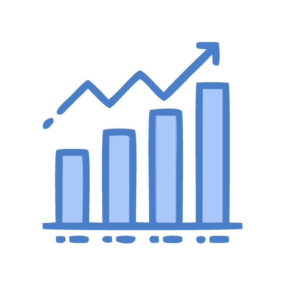 a graph chart with an arrow going up vector