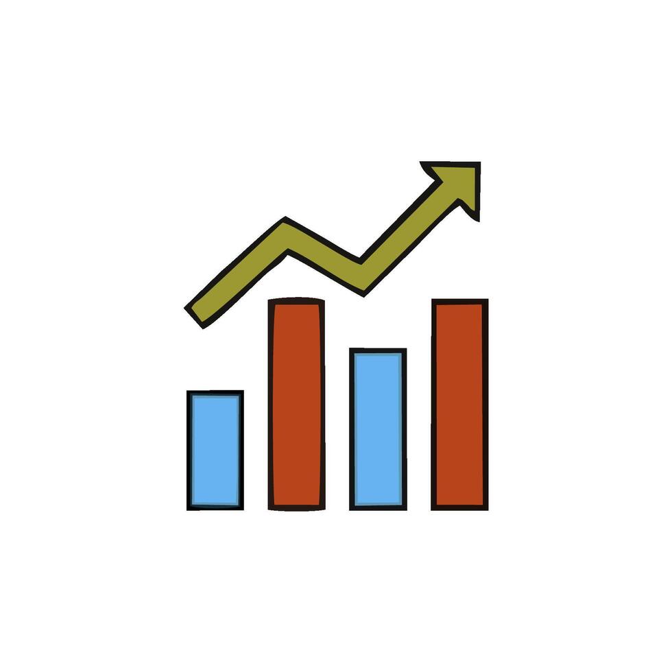 an icon of a bar chart with an arrow going up vector