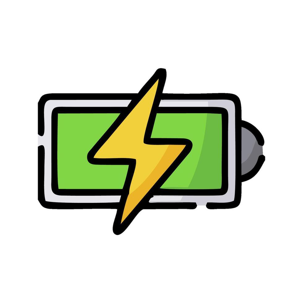 battery icon with lightning bolt illustration vector
