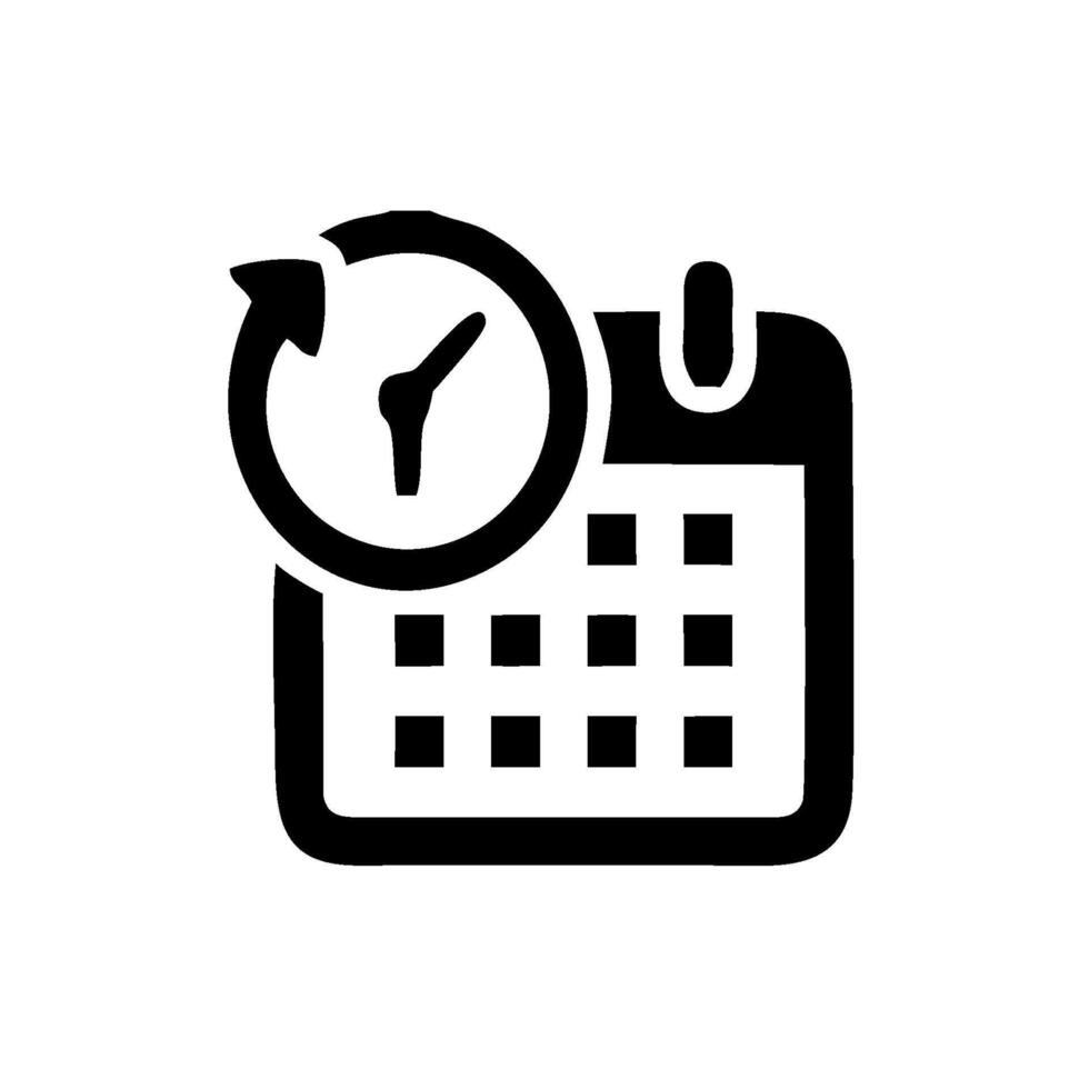 a black and white icon of a calendar and clock vector