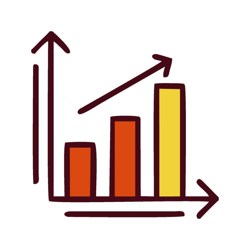 an icon of a bar chart with an arrow going up vector