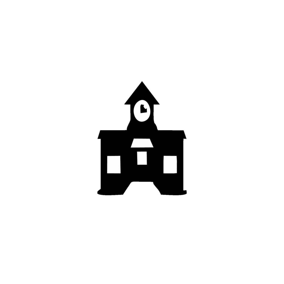 a black and white illustration of a school building vector