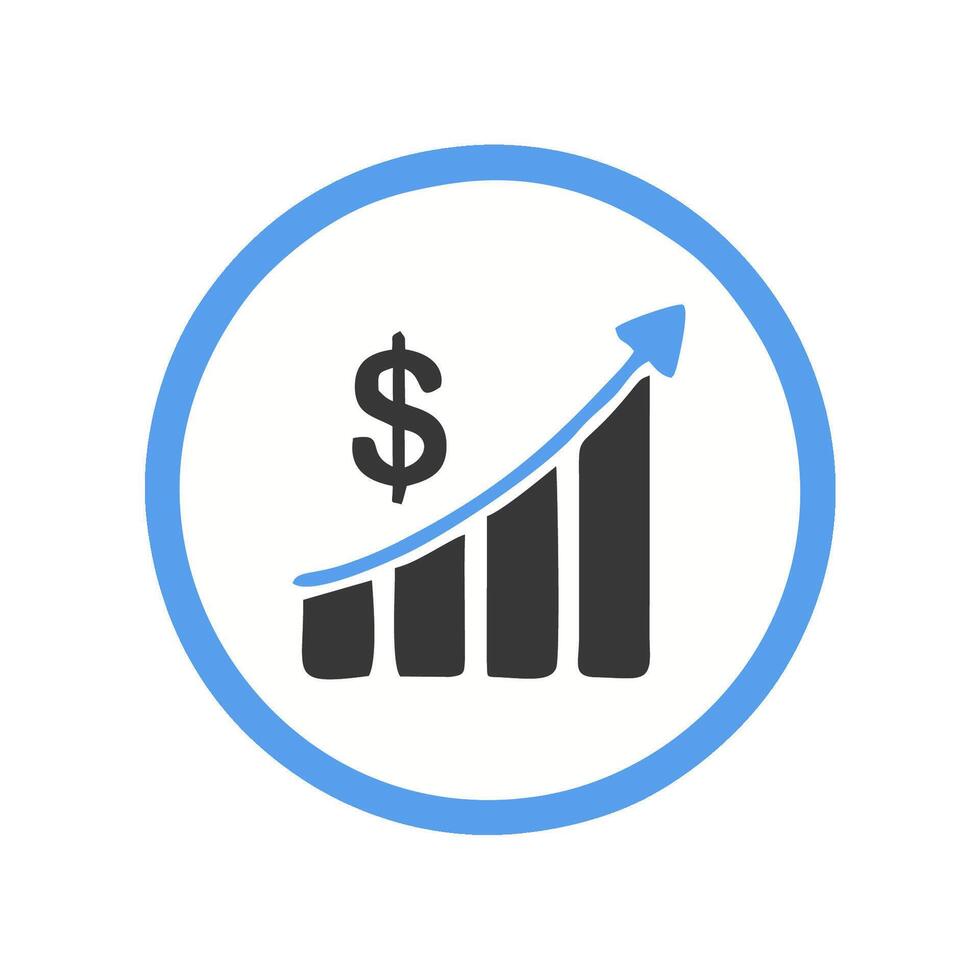 a graph with a dollar sign and a bar chart vector