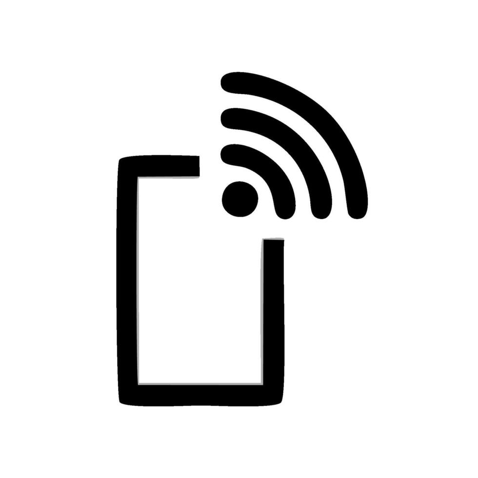 a black and white illustration of a phone with a wifi symbol vector