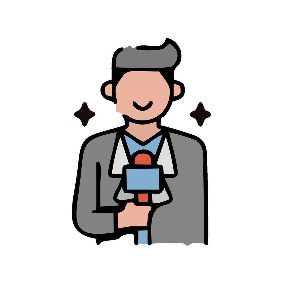 a cartoon man holding a microphone vector