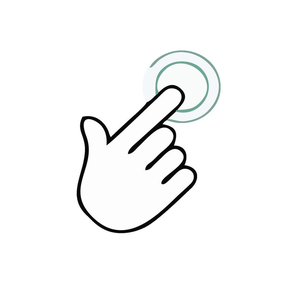 a hand pressing a button on a white background vector