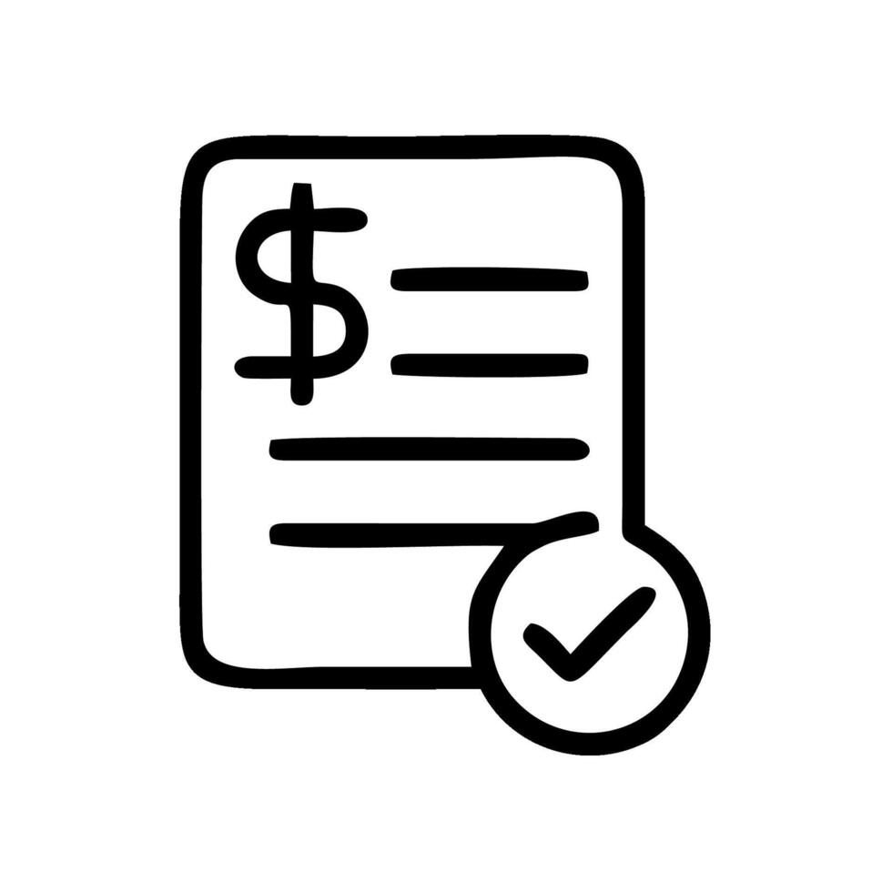 a check and a dollar sign on a paper vector