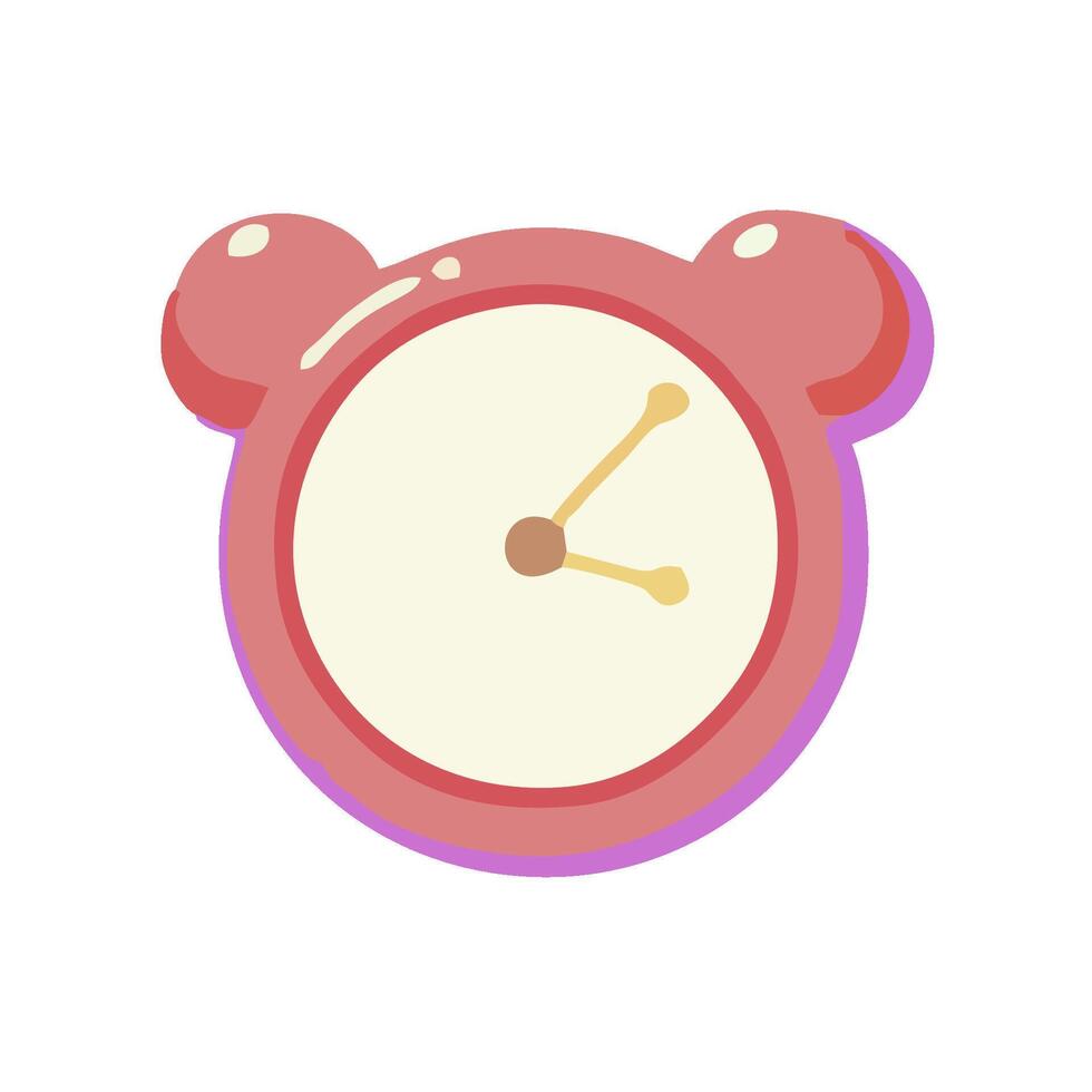 a pink alarm clock with two ears on it vector