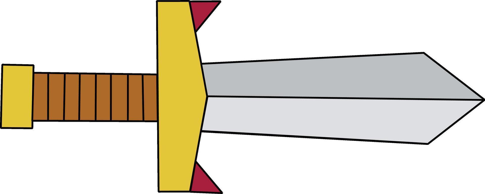 Simple Cartoon Sword with Yellow Hilt vector
