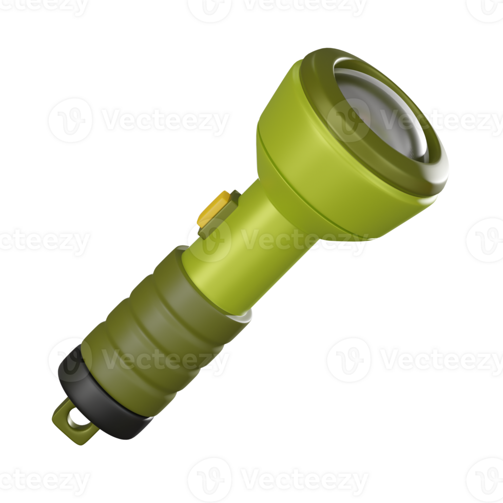Portable Flashlight 3D Illustration, Compact Lighting Tool png