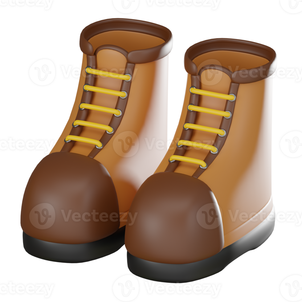Trekking Shoes 3D Illustration, Rugged Footwear Icon for Nature Trails png