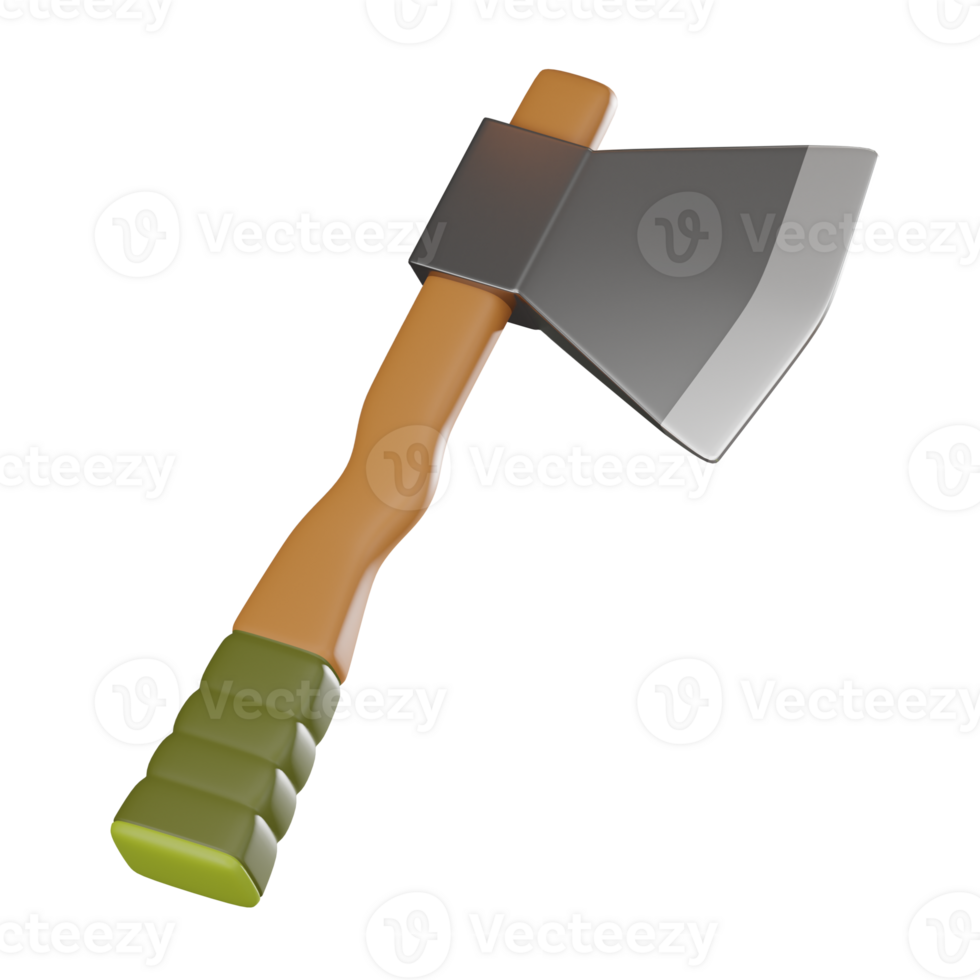 Lumberjack Axe 3D Illustration, Realistic Tool for Forestry and Woodwork png