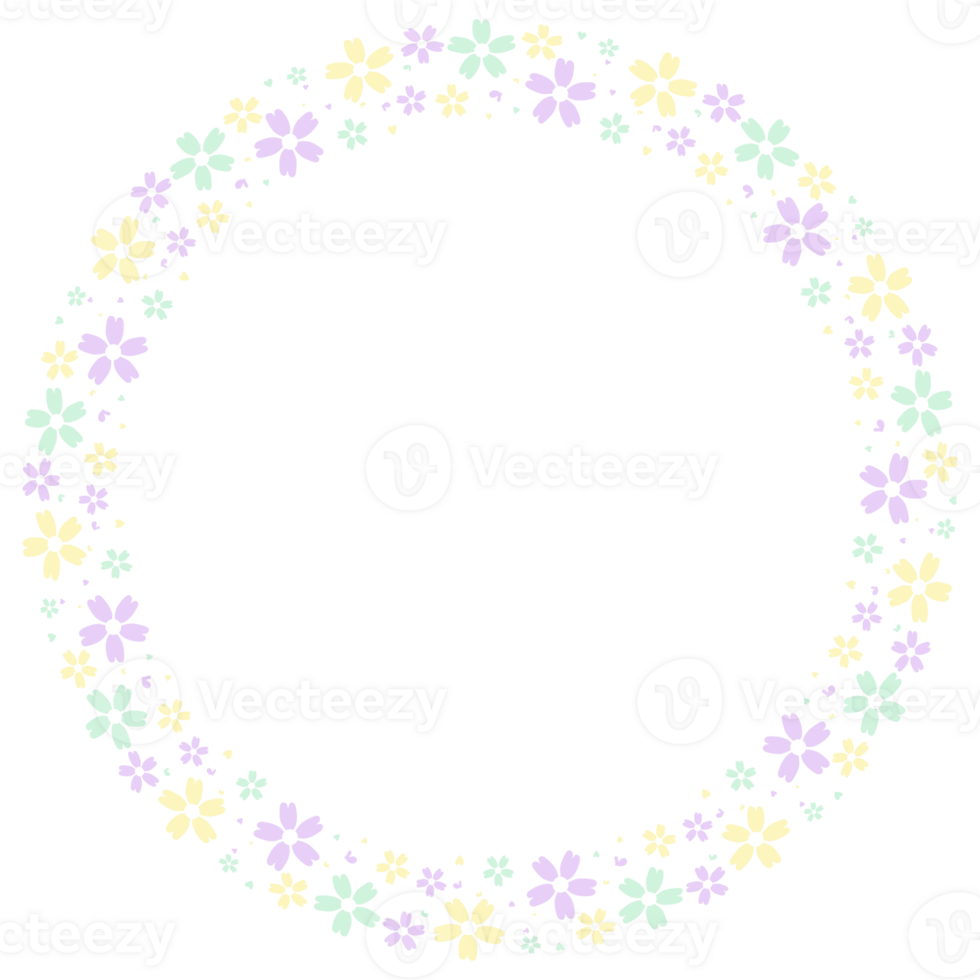 circle lines of flowers Circle photo frame decorated with flowers png